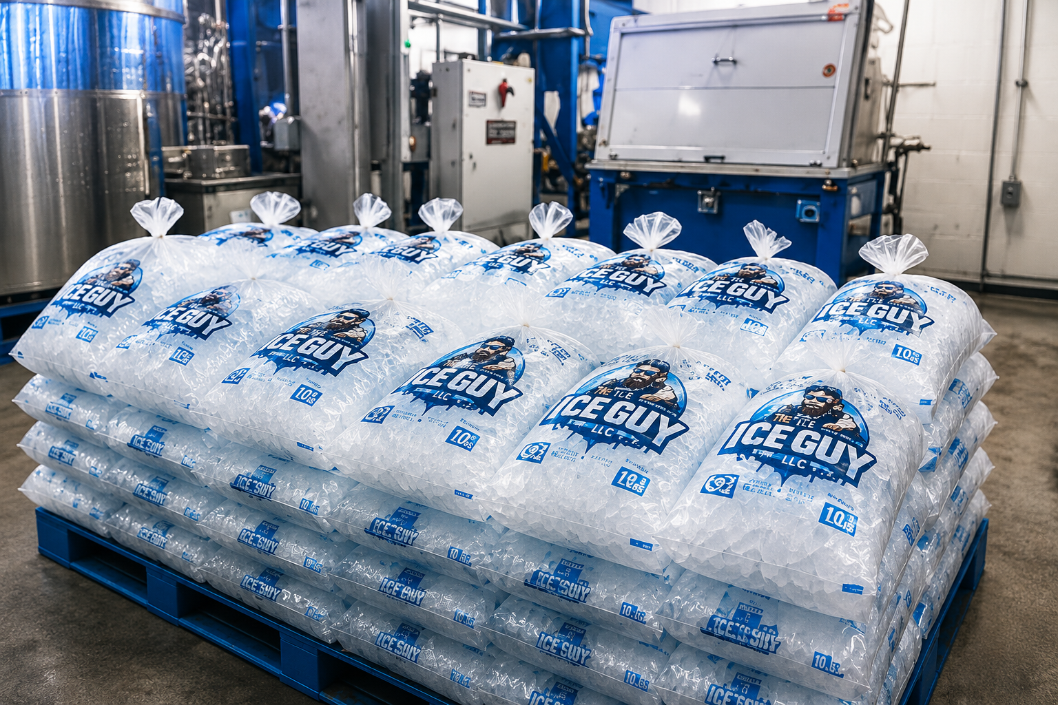 Pallet of ice bags