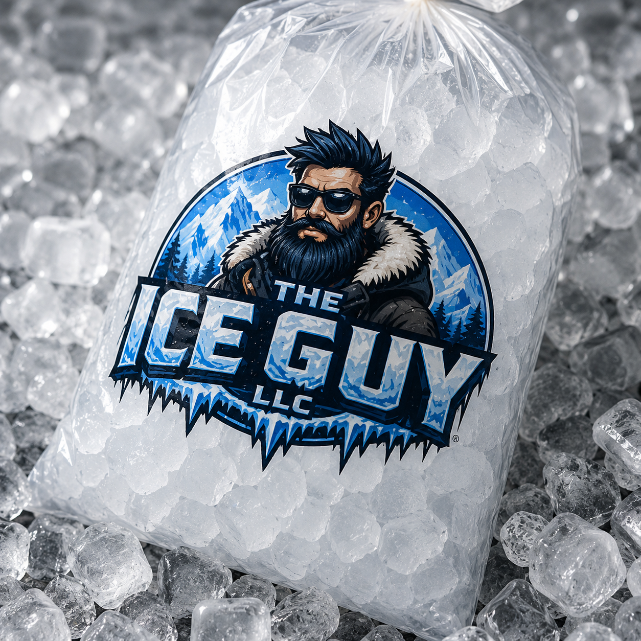 The Ice Guy branded 10 lb bag of ice